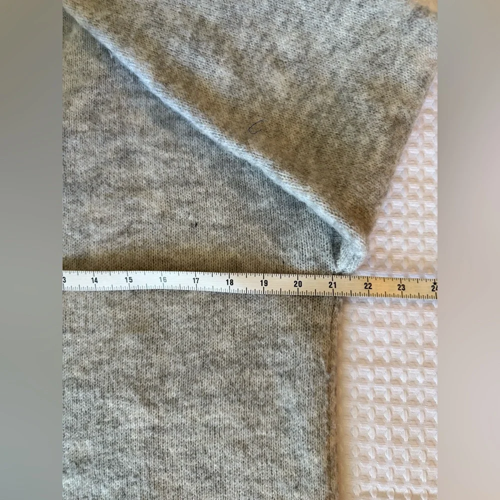 Sundry Light Gray V-Neck Sweater with Pastel Stripe Sleeve - Picture 7 of 9